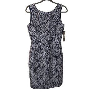NWT Tahari Navy Blue & White Cutout Back Sheath Party Career Aileen Dress Size 6